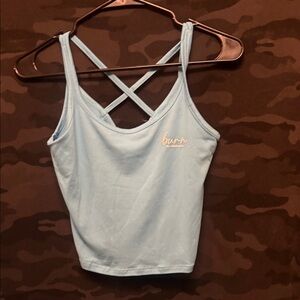 Burn Brand Light Blue Crisscross Crop Tank Top